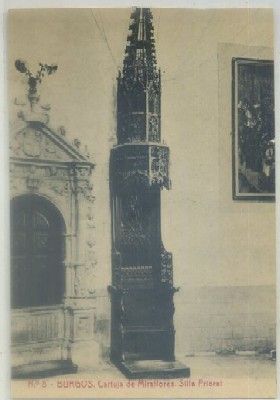POSTAL ANTIGUA DE BURGOS. CARTUJA DE MIRAFLORES. SILLA PRIORAL Nº 8