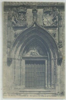 POSTAL ANTIGUA DE BURGOS. CARTUJA DE MIRAFLORES. PUERTA DE LA IGLESIA