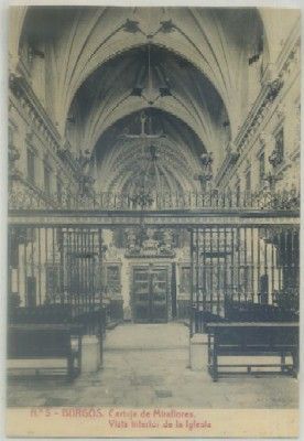 POSTAL ANTIGUA DE BURGOS. CARTUJA. VISTA INTERIOR DE LA IGLESIA