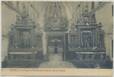 POSTAL ANTIGUA DE BURGOS. CARTUJA DE MIRAFLORES. INTERIOR DE LA CAPILLA Nº 1