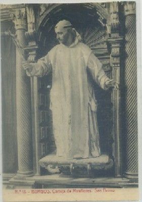 POSTAL ANTIGUA DE BURGOS. CARTUJA DE MIRAFLORES. ESTATUA DE SAN BRUNO