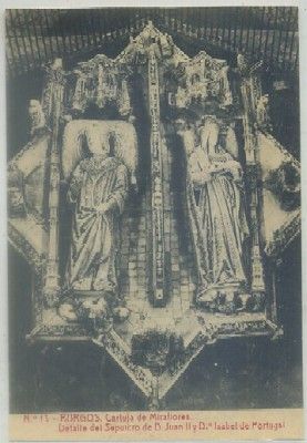 POSTAL ANTIGUA DE BURGOS. CARTUJA. DETALLE DEL SEPULCRO DE D. JUAN Y Dª ISABEL DE PORTUGAL
