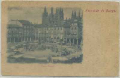 POSTAL ANTIGUA DE BURGOS. PLAZA MAYOR. RECUERDO DE BURGOS