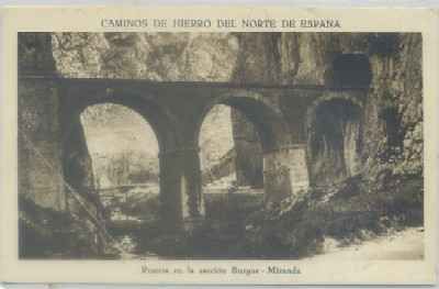 POSTAL ANTIGUA DE BURGOS. PUENTE EN LA SECCION BURGOS-MIRANDA