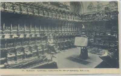 POSTAL ANTIGUA DE BURGOS. CATEDRAL. CORO POR FELIPE DE BORGOÑA SIG. XVl