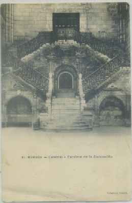 POSTAL ANTIGUA DE BURGOS. CATEDRAL. ESCALERA DE LA PUERTA DE LA CORONACIÓN