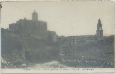 POSTAL ANTIGUA DE GERONA. DESDE EL CAMINO DE MONTJUICH
