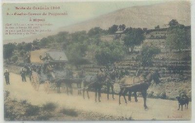 POSTAL ANTIGUA DE GERONA. SEVIA DE CERDEÑA 1906. CORREO PUIGCERDA A RIPOLL Nº 8