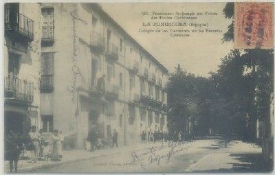 POSTAL ANTIGUA DE GERONA: LA JUNQUERA. COLEGIO DE LOS HNOS. ESCUELAS CRISTIANAS