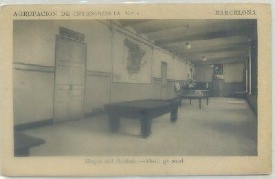 POSTAL ANTIGUA DE BARCELONA. HOGAR DEL SOLDADO. AGRUPACION INTENDENCIA Nº 4