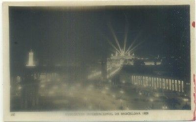 POSTAL ANTIGUA DE BARCELONA. EXPO. INTERNACIONAL 1929. ENTRADA. NOCTURNA