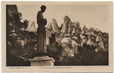 POSTAL DE BARCELONA. MONTSERRAT. MONUEMENTO A S. FRANCISCO DE ASIS