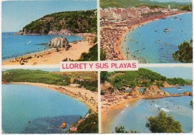 POSTAL DE GERONA. LLORET DE MAR. CUATRO VISTAS DE SUS PLAYAS
