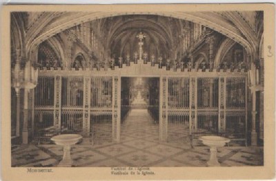 POSTAL ANTIGUA DE BARCELONA. MONTSERRAT. VESTIBULO DE LA IGLESIA