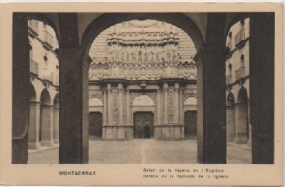 POSTAL ANTIGUA DE BARCELONA. MONTSERRAT. DETALLE DE LA FACHADA