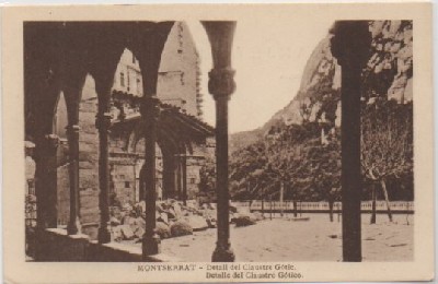 POSTAL ANTIGUA DE BARCELONA. MONTSERRAT. DETALLE DEL CLAUSTRO GOTICO