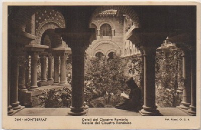 POSTAL ANTIGUA DE BARCELONA. MONTSERRAT. DETALLE DEL CLAUSTRO ROMANICO