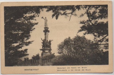 POSTAL ANTIGUA DE BARCELONA. MONTSERRAT. MONUMENTO HEROES DEL BRUCH