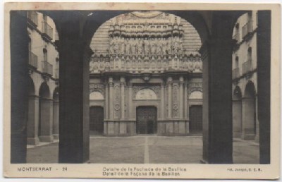 POSTAL ANTIGUA DE BARCELONA. MONTSERRAT. DETALLE DE LA FACHADA