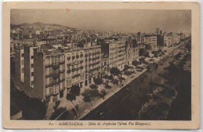 POSTAL ANTIGUA DE BARCELONA. MONTSERRAT. CALLE ARGUELLES. GRAN VIA DIAGONAL