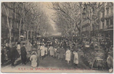 POSTAL ANTIGUA DE BARCELONA. RAMBLA DE ESTUDIOS. MERCADO DE PAJAROS