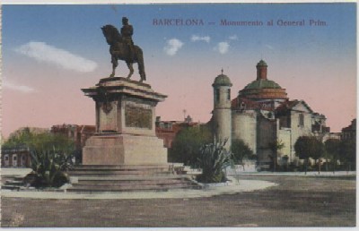 POSTAL ANTIGUA DE BARCELONA. MONUMENTO AL GENERAL PRIM