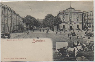 POSTAL ANTIGUA DE BARCELONA. RAMBLA STA. MONICA