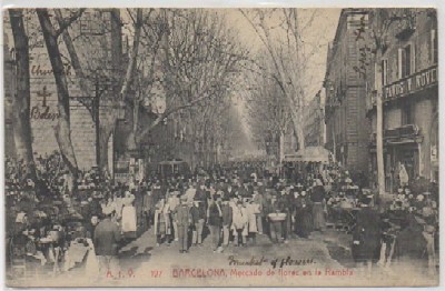 POSTAL ANTIGUA DE BARCELONA. MERCADO DE LAS FLORES EN LA RAMBLA