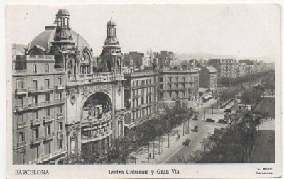POSTAL ANTIGUA DE BARCELONA. TEATRO COLISEUM Y GRAN VIA