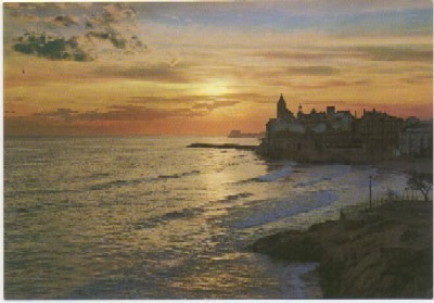 POSTAL DE BARCELONA. SITGES. ATARDECER