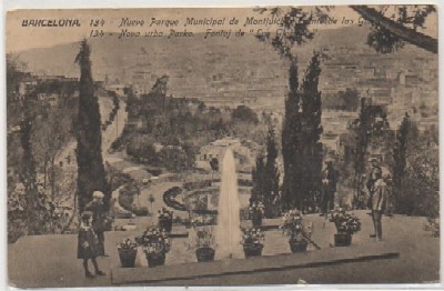 POSTAL DE BARCELONA. NUEVO PARQUE MUNICIPAL DE MONTJUICH. FUENTE DE LAS GLORIETAS