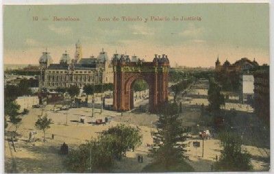 POSTAL DE BARCELONA. ARCO DEL TRIUNFO Y PALACIO DE JUSTICIA Nº 10