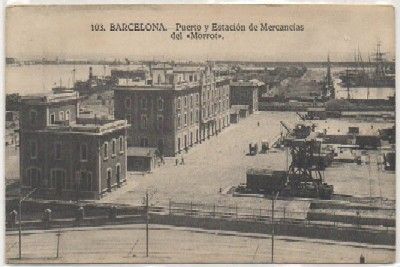 POSTAL ANTIGUA DE BARCELONA. PUERTO Y ESTACION DE MERCANCIAS DEL MORROT Nº 103