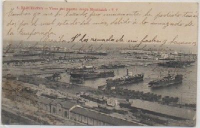 POSTAL ANTIGUA DE BARCELONA. VISTA DEL PUERTO DESDE MONTJUICH Nº 5