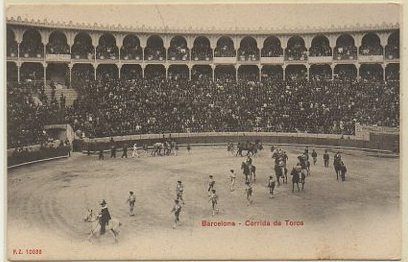 POSTAL DE BARCELONA. CORRIDA DE TOROS