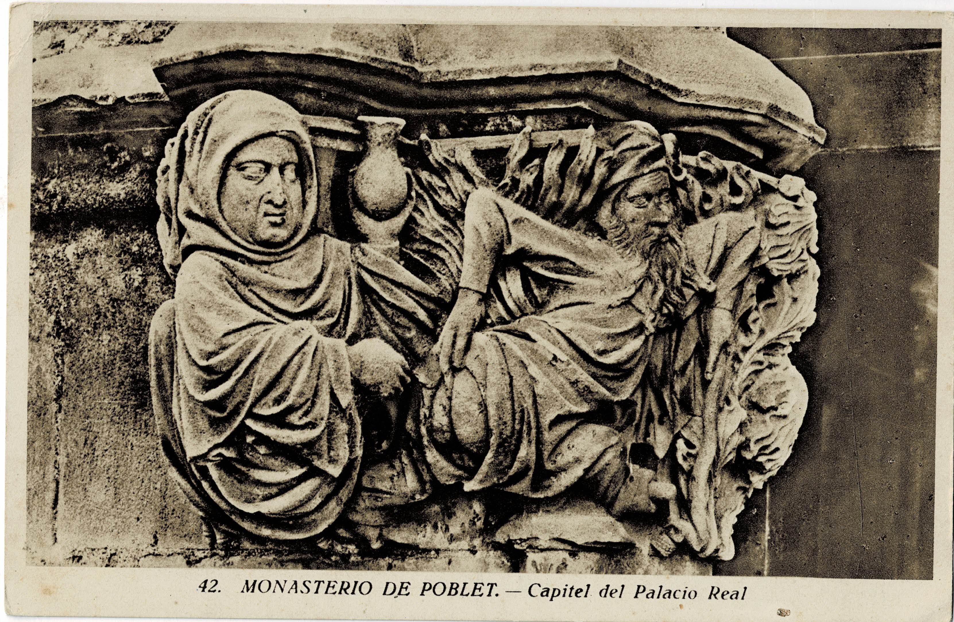 POSTAL ANTIGUA DE TARRAGONA. POBLET CAPITEL DEL PALACIO REAL