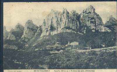 POSTAL ANTIGUA DE BARCELONA - MONTSERRAT SANTA CECILIA Y PICOS DE SAN JERONIMO