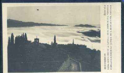 POSTAL ANTIGUA DE BARCELONA - MONTSERRAT NIEBLA BAJA DESDE LA CAPILLA DE S.ASISCLO Y SANTA VICTORIA