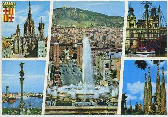 POSTAL DE BARCELONA. CATEDRAL. COLON. VARIAS VISTAS
