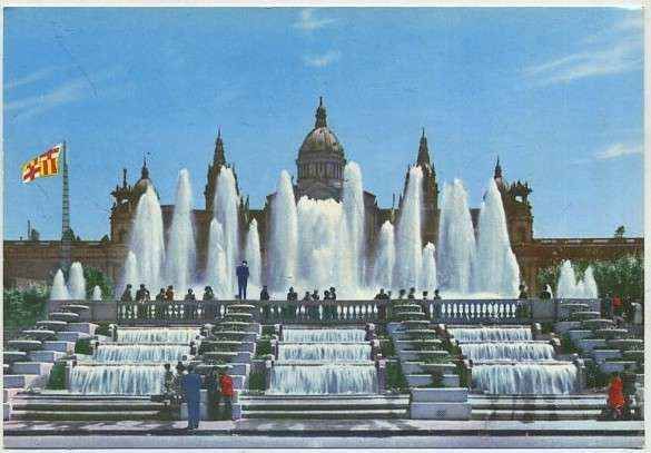 POSTAL DE BARCELONA. FUENTE MONUMENTAL EN MONTJUICH