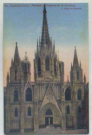 POSTAL ANTIGUA DE BARCELONA. FACHADA Y CIMBORIO DE LA CATEDRAL
