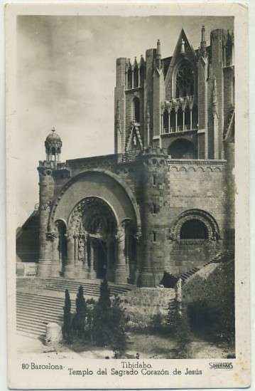 POSTAL DE BARCELONA. TIBIDABO. TEMPLO DEL SAGRADO CORAZON DE JESUS