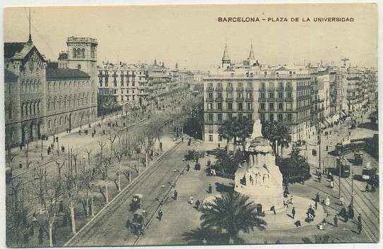 POSTAL ANTIGUA DE BARCELONA. PLAZA DE LA UNIVERSIDAD