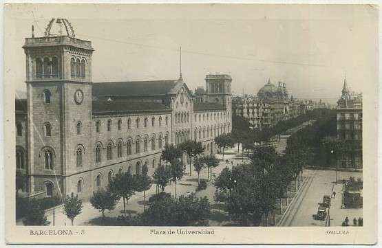 POSTAL ANTIGUA DE BARCELONA. PLAZA DE LA UNIVERSIDAD