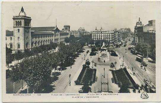 POSTAL ANTIGUA DE BARCELONA. PLAZA DE LA UNIVERSIDAD