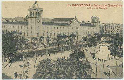 POSTAL ANTIGUA DE BARCELONA. Nº 7 PLAZA DE LA UNIVERSIDAD