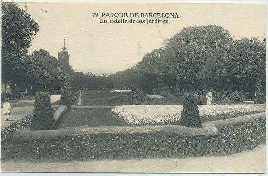 POSTAL ANTIGUA DE BARCELONA. PARQUE. UN DETALLE DE LOS JARDINES
