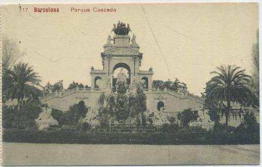 POSTAL ANTIGUA DE BARCELONA. PARQUE. CASCADA