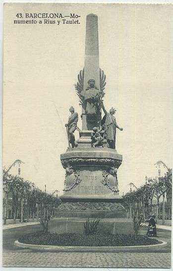 POSTAL ANTIGUA DE BARCELONA. MONUMENTO A RIUS Y TAULET