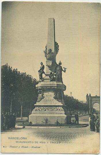 POSTAL ANTIGUA DE BARCELONA. MONUMENTO A RIUS Y TAULET